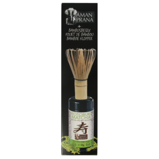 Amanprana Amanprana Kotobuki matcha + batidor de bambú bio 40 gramos