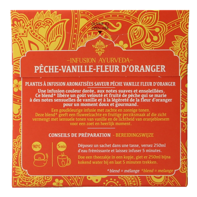 Twinings Ayurveda vanille pêche fleur d'oranger 20 sachets