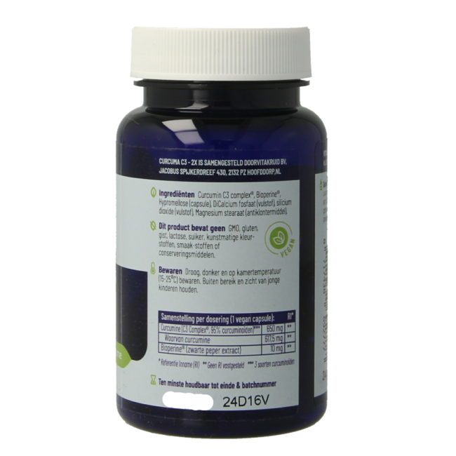 Vitakruid Curcuma C3-2X (95% Curcuminoide) mit Bioperine 30 Vegetarische Kapseln
