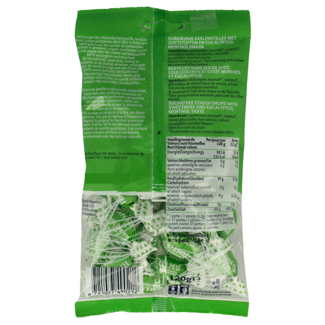 Anta Eucalipto senza zucchero con stevia 120 Grammi