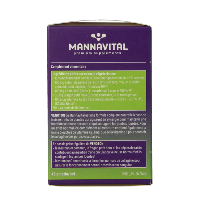 Mannavital Venoton 60 Cápsulas vegetarianas