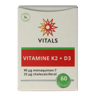 Vitals Vitamina K2 + D3 60 Cápsulas blandas