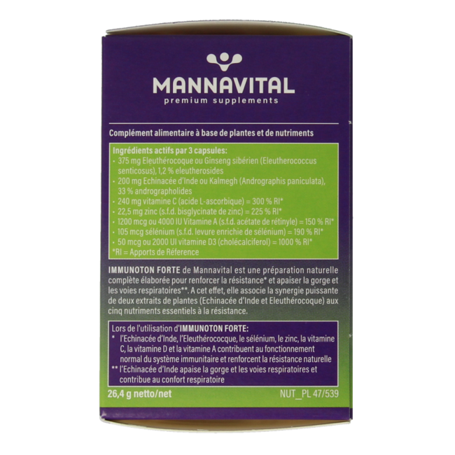 Mannavital Immunoton forte 60 Cápsulas vegetarianas