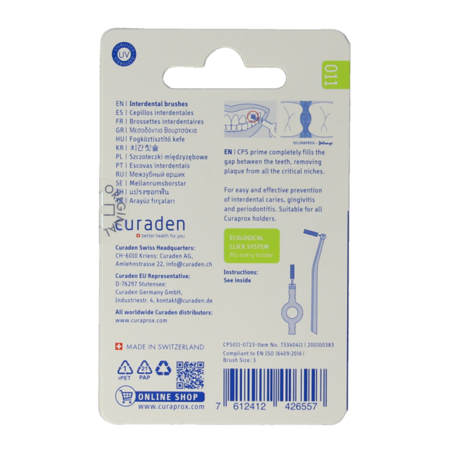 Recharge brossettes interdentaires PS 11 vert clair 5 mm 8 pièces