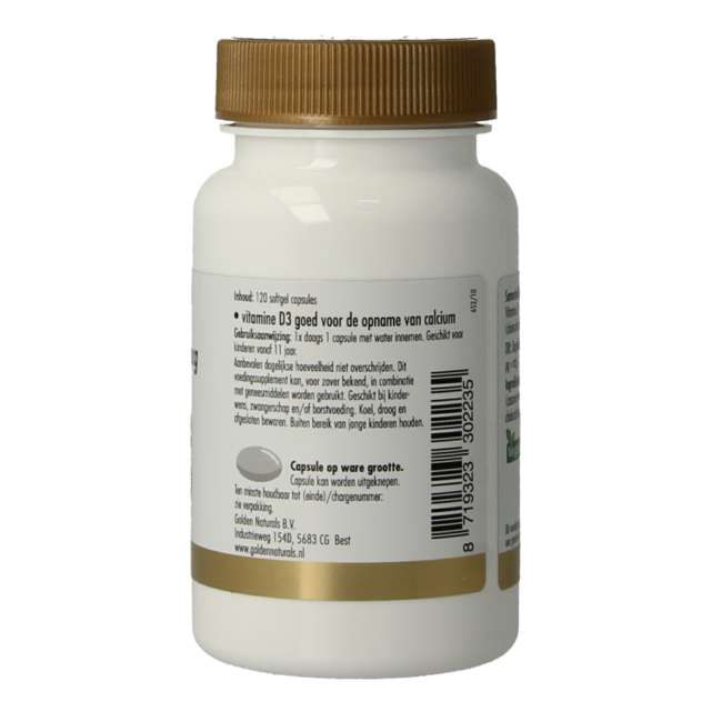 Golden Naturals Vitamina D3 25mcg vegana 120 Cápsulas