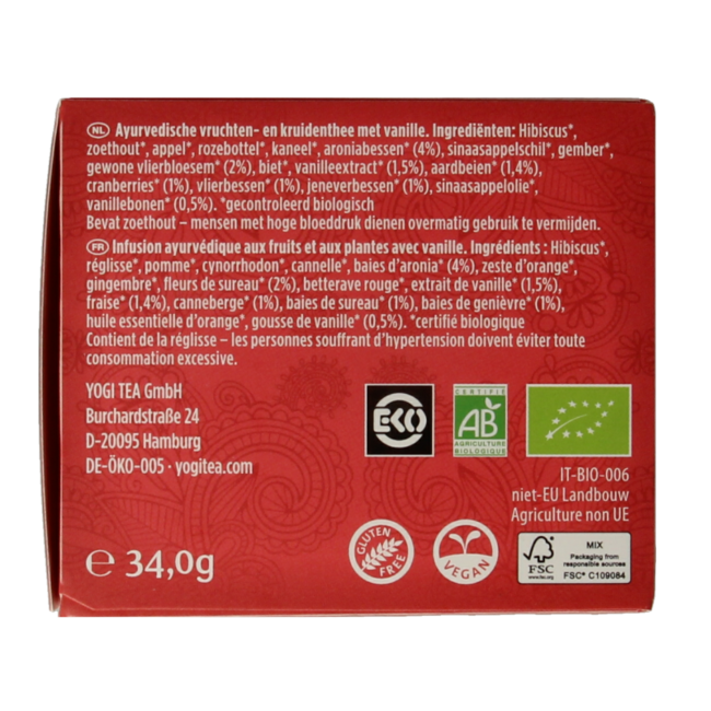 Vainilla y Frutos Rojos Bio 17 Bolsitas