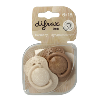 Difrax Ciuccio Lovi Harmony 6-20 mesi assortiti, Confezione da 2 pezzi