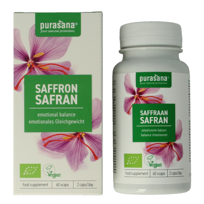 Purasana Saffron vegan organic 60 Vegetarian capsules