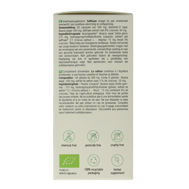 Purasana Saffron vegan organic 60 Vegetarian capsules