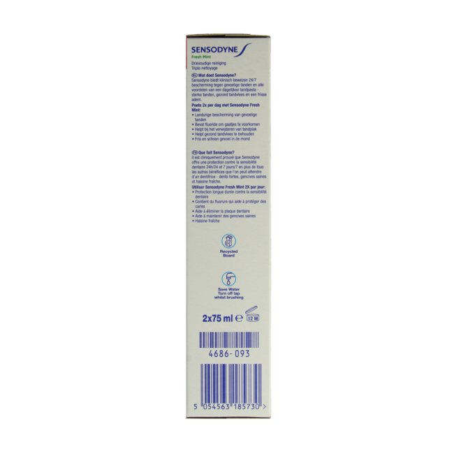 Fresh mint toothpaste 2 x 75ml 150 Millilitres