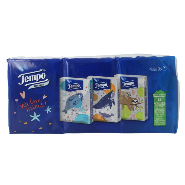 Chusteczki higieniczne Tempo Tempo mini, 4-warstwowe, 9 sztuk