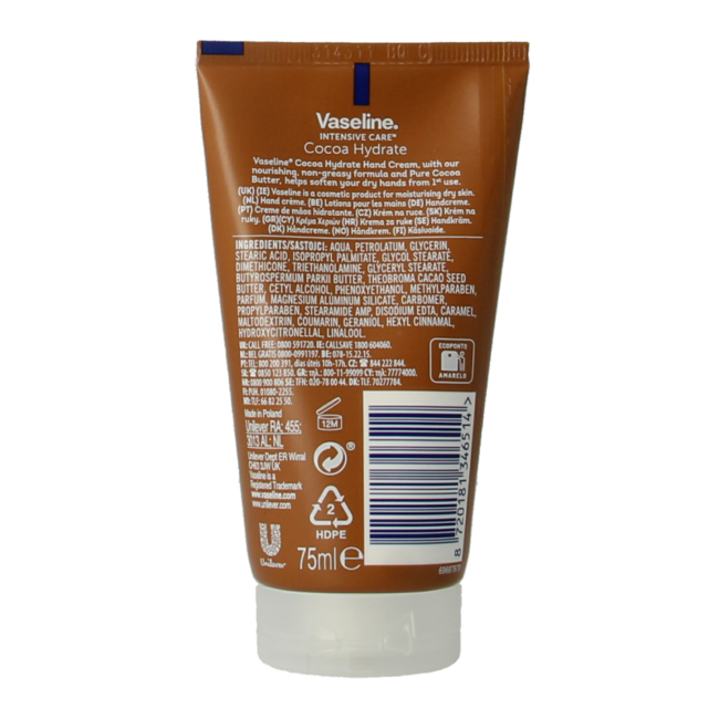 Vaseline Hand Cream Cocoa Hydrate 75 Millilitres