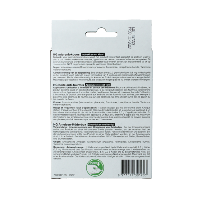 HG HGX Boîte à appâts contre les fourmis intérieur et extérieur 2 pièces