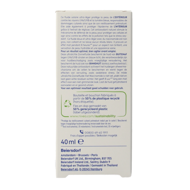 Nivea Sun face daily fluid SPF50+ 40 Millilitre