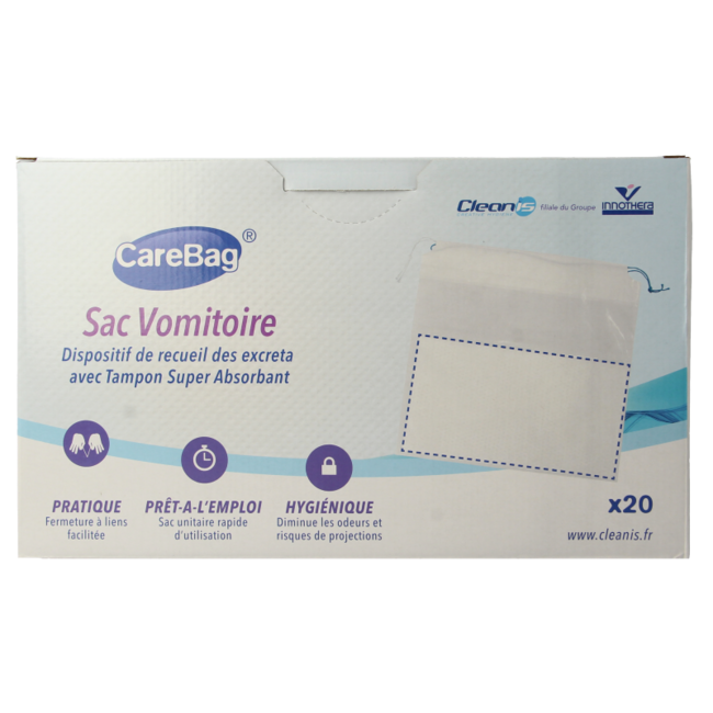 Sacchetti Antivomito CareBag con Assorbimento Odori, Confezione da 20 Pezzi