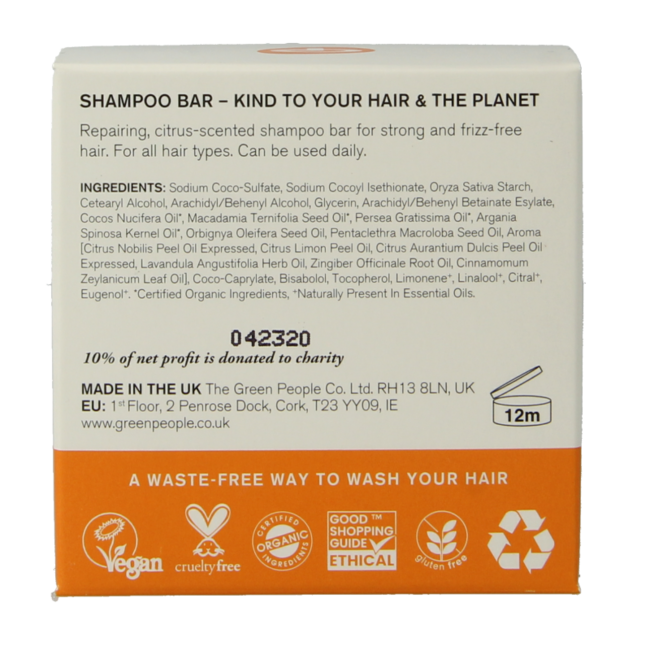 Champú sólido Green People cítricos y jengibre 50 g