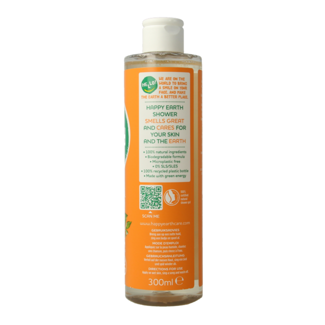 Happy Earth Pure showergel rose petitgrain 300 Milliliter