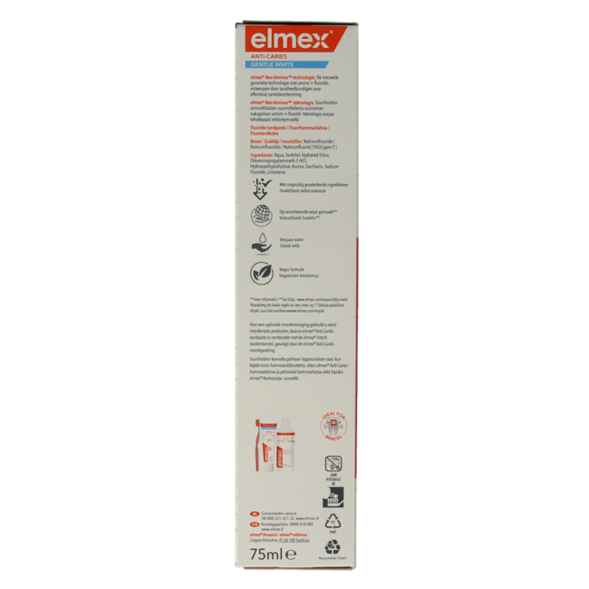 Elmex Toothpaste anti caries gentle white 75 Millilitres