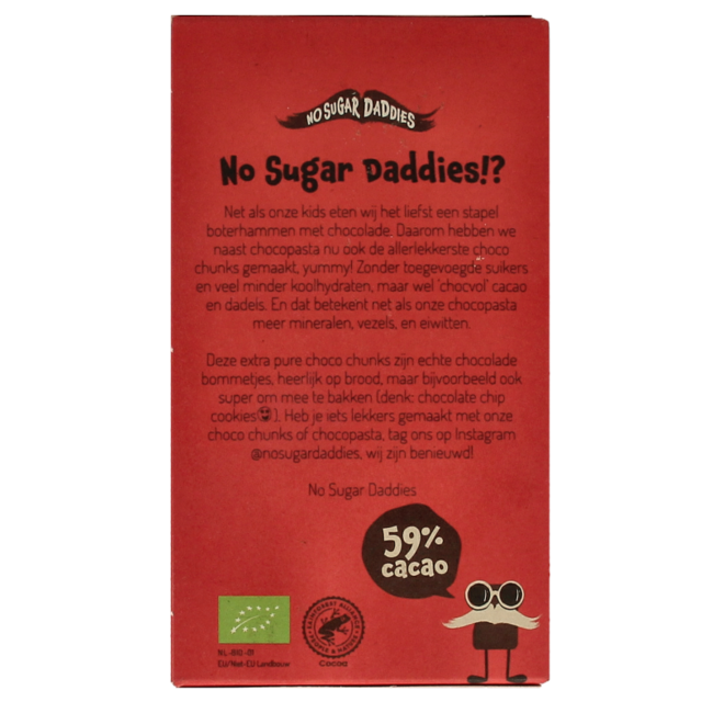 No Sugar Daddies Organic Extra Dark Choco Chunks 180g
