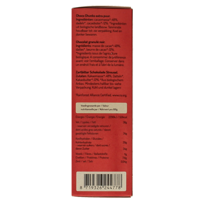 No Sugar Daddies Chunks de chocolat noir intense bio 180 g