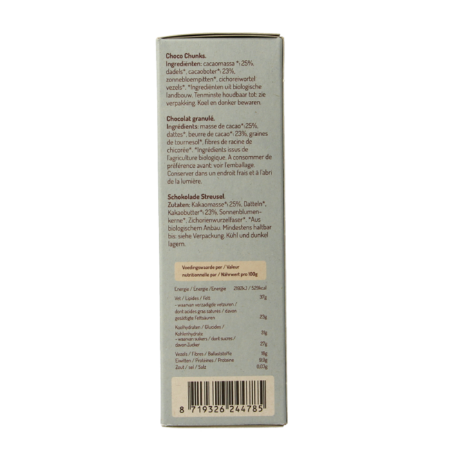 Choco chunks de chocolate con leche bio 180 g