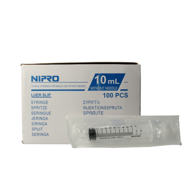 Nipro Jeringa luer 10ml 3 piezas 100 unidades