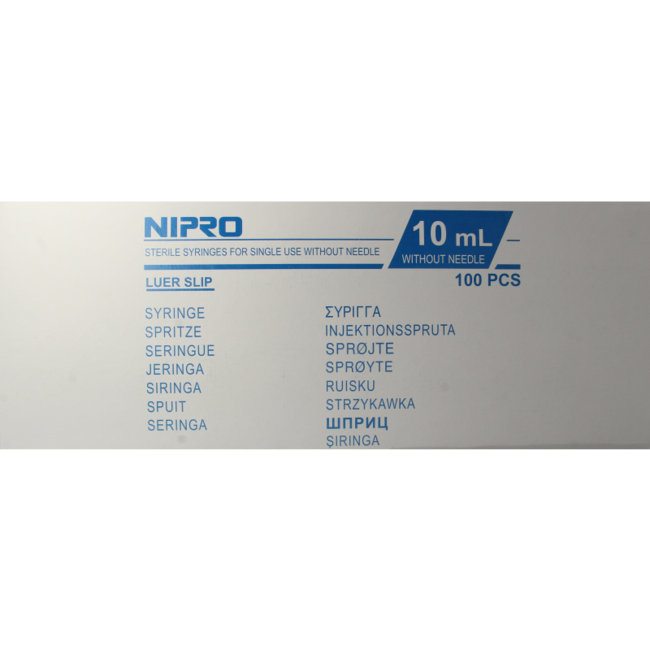 Nipro Jeringa luer 10ml 3 piezas 100 unidades