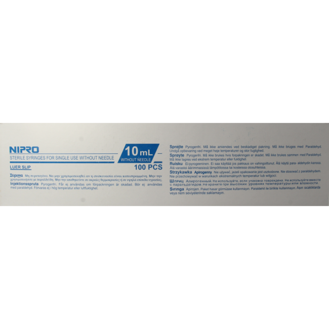 Nipro Injection Syringe Luer 10ml 3-part 100 Pieces