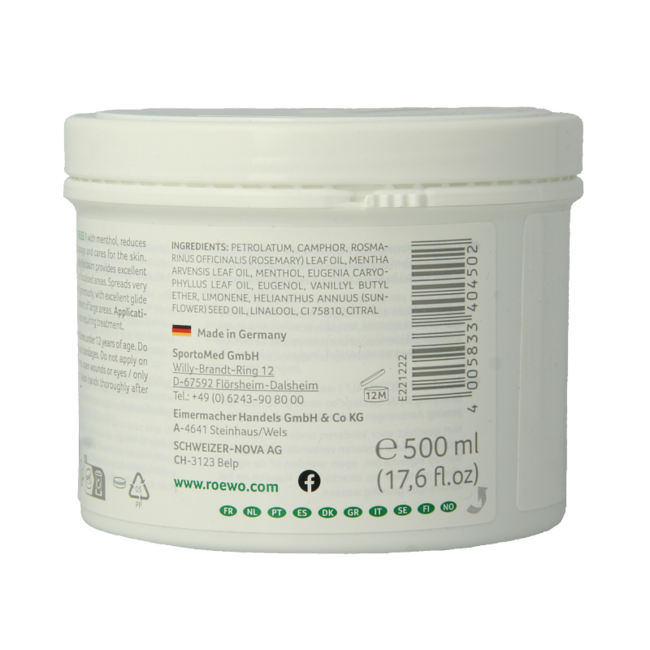 Rowo Zalf 1 cooling zalf pot 500 Milliliter