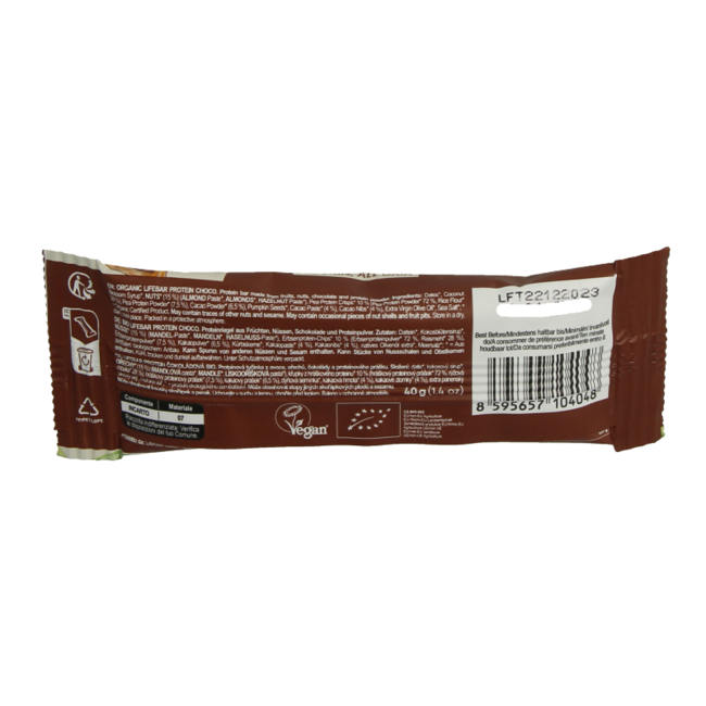 Lifebar organic chocolate protein bar 40 Gram