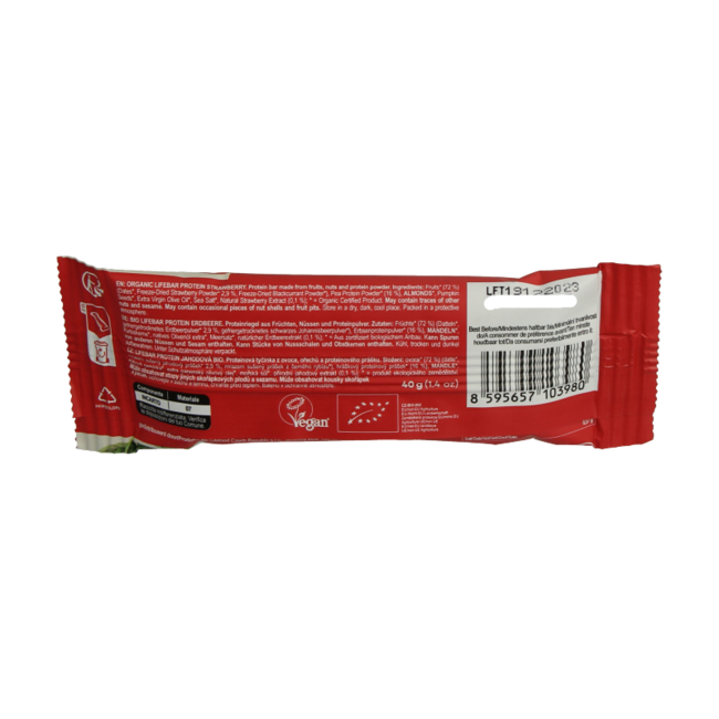 Lifefood Lifebar protein strawberry organic 40 Gram