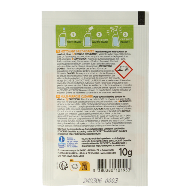 Ecodoo Nettoyant multi-usages en poudre soluble éco 10 Grammes