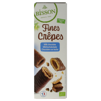 Bisson Bisson Knusprige Waffelröllchen mit Milchschokolade Bio 90 Gramm