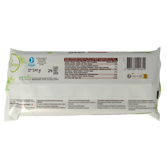 Bisson Stick Choco Chocolat Noir Bio 130 g