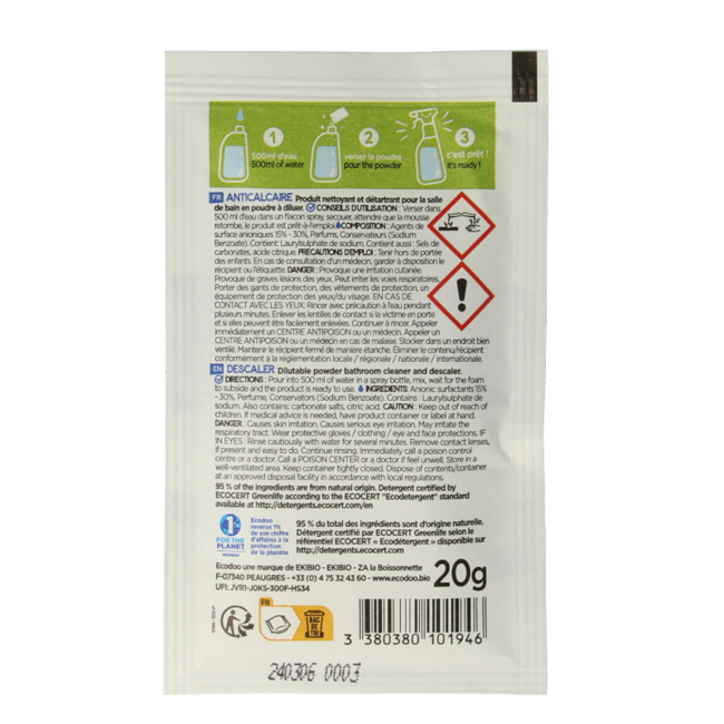 Ecodoo Limpiador de cal en polvo soluble eco 20 gramos
