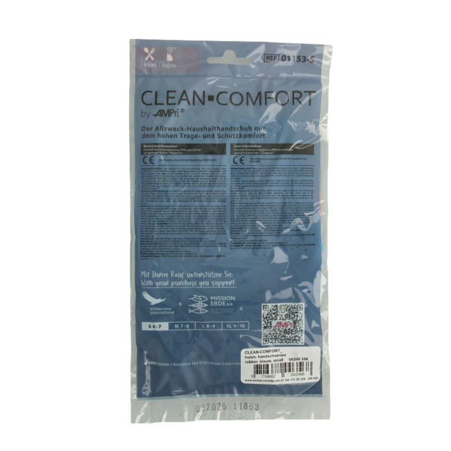CLEAN-COMFORT Guante doméstico azul talla S 1 par