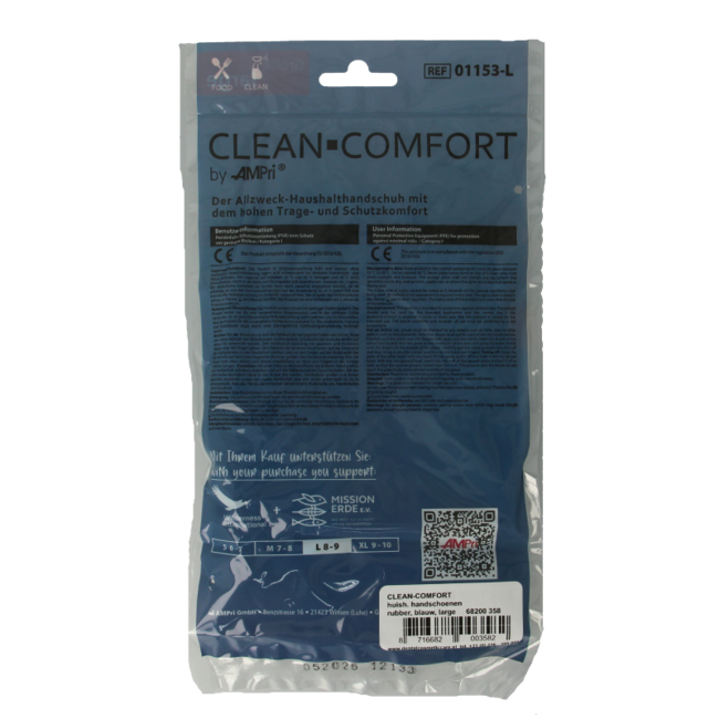 CLEAN-COMFORT Guante de limpieza azul talla L 1 par