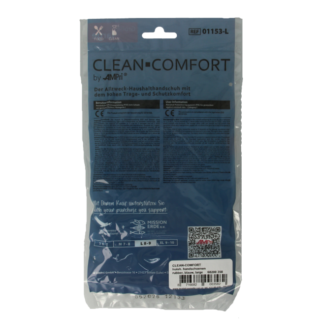 CLEAN-COMFORT Huishoudhandschoen blauw maat L 1 Paar
