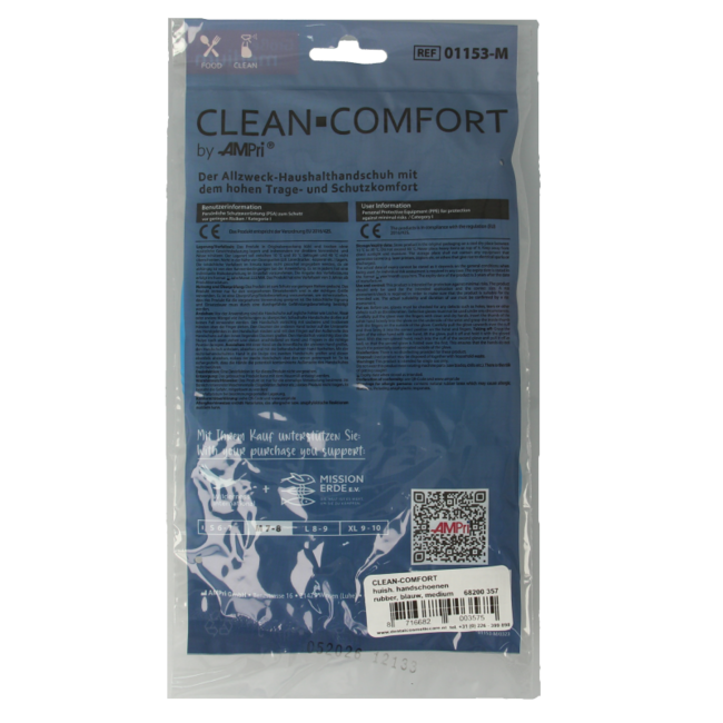 CLEAN-COMFORT Gants de ménage bleus taille M 1 Paire