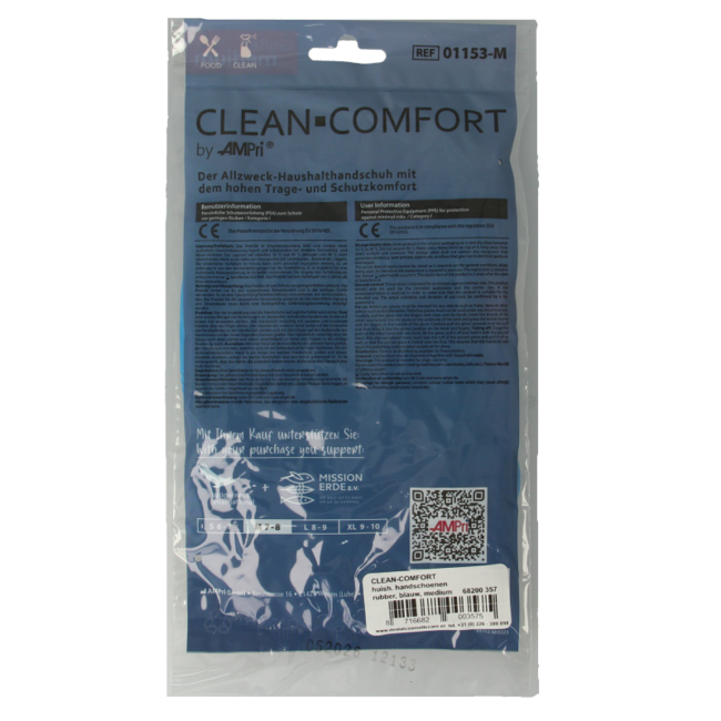 CLEAN-COMFORT Guante doméstico azul talla M 1 par