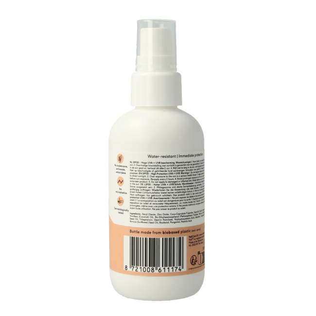 Spray solar para bebés y niños sin perfume SPF50 100 mililitros