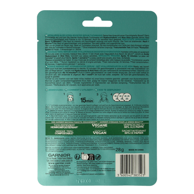 Garnier Skinact hydrating bomb tissue mask 1 Piece
