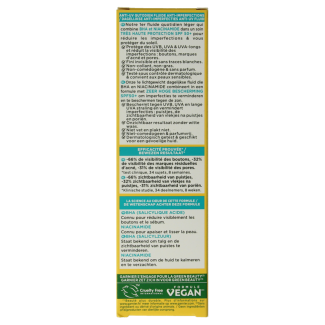 Garnier PureActive BHA+ Niacinamid UV-Fluid SPF50+ 40 Milliliter