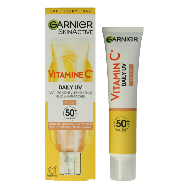 Garnier SkinActive fluido UV illuminante alla Vitamina C SPF50+ 40 Millilitri