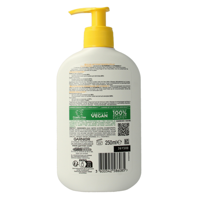 Garnier Skinactive vitc glow reinigingsgel 250 Milliliter