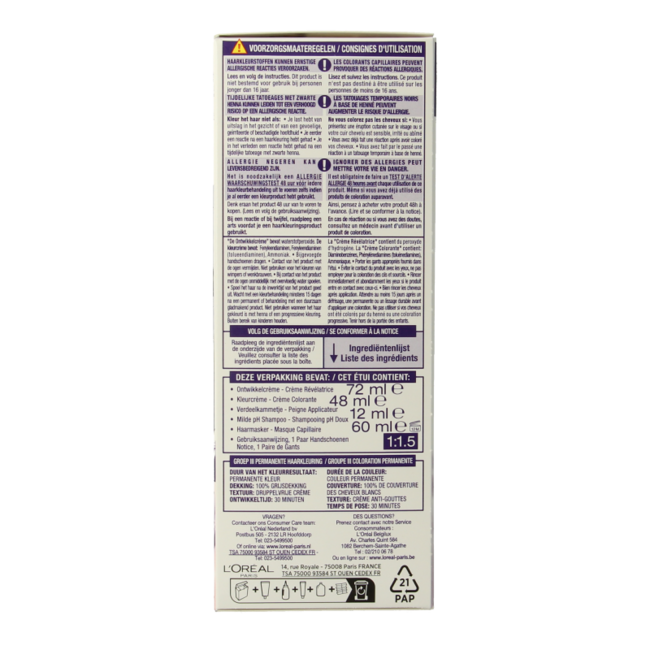 Excellence Cool Crème 3.11 Châtain Foncé Ultra Cendré 1 Kit