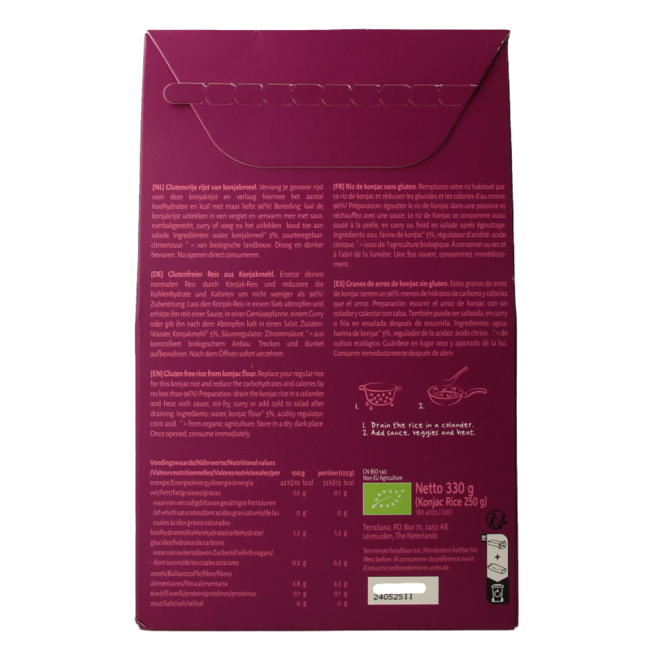TerraSana Arroz de konjac bio 250 gramos