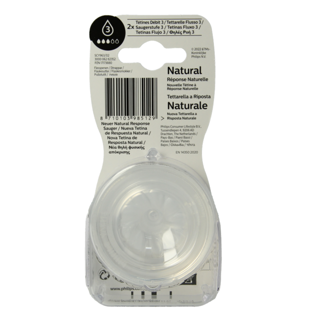 Natural bottle teat 1M+ 2 pack