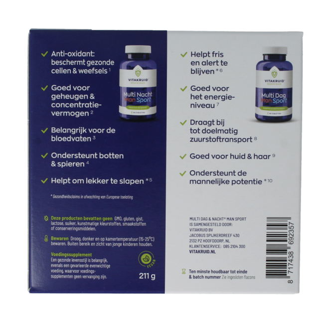 Multi Dag & Nacht Man Sport 100% Vegan 2 x 90 180 Tabletten
