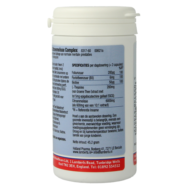 Lamberts L-Theanine & Lemon Balm Complex 60 Capsules